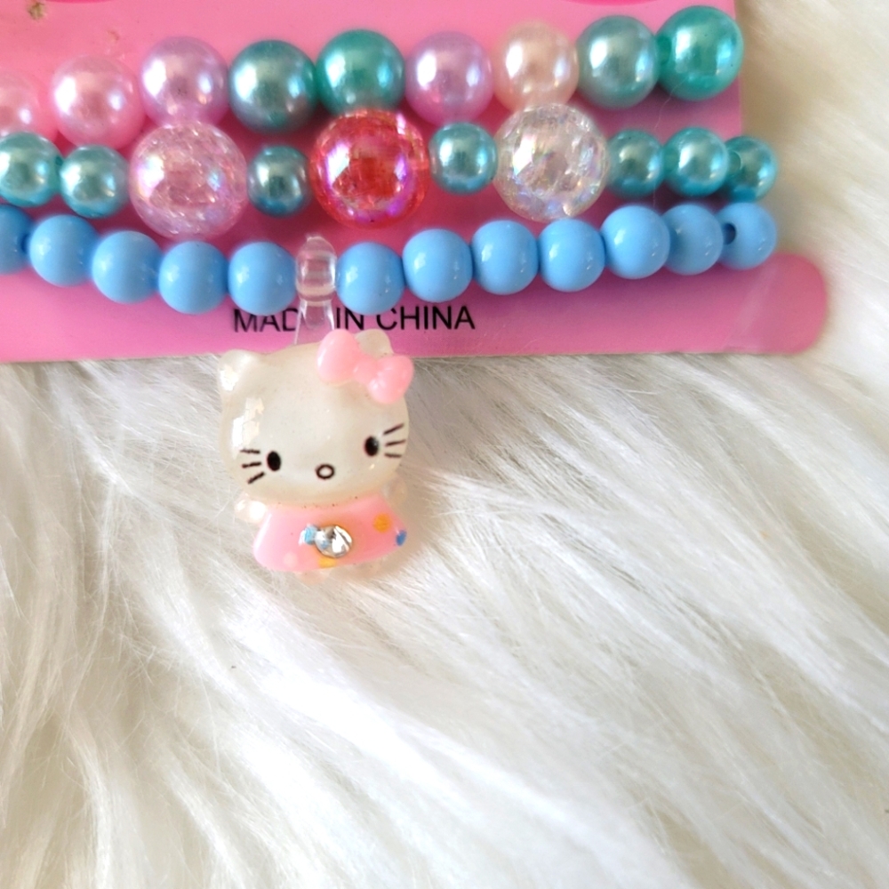 Hello Kitty Multicolor Beaded charm  Bracelet Kids new